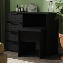 Crowndale Harlequin 4 Drawer Black Ash Vanity Dressing Table Ready Assembled