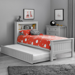 Julian Bowen Maine Single Dove Grey Bed Frame with Bookcase Headboard