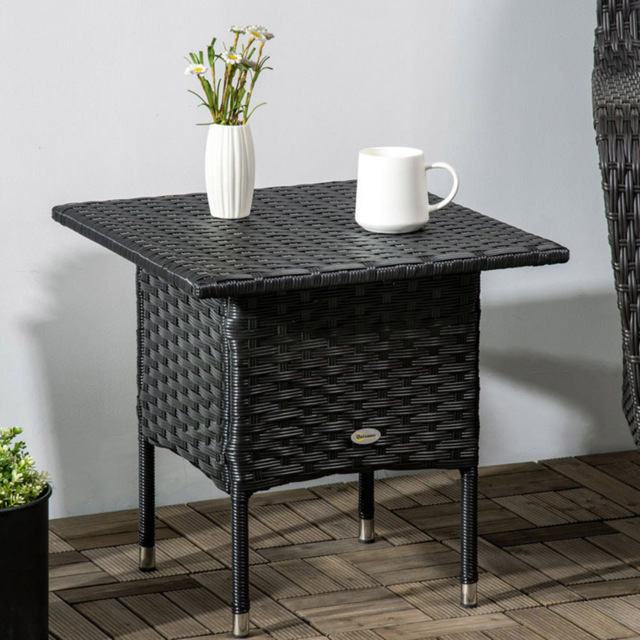 Outsunny Rattan Side Table Black - image 1