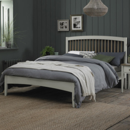 Bentley Designs Whitby Scandi Oak and Soft Grey Double Spindle Low Footend Bedstead