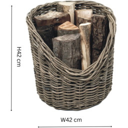 Ivyline Wicker Round Rustic Natural Log Basket - thumbnail 4