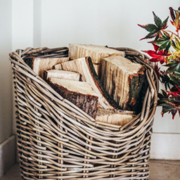 Ivyline Wicker Round Rustic Natural Log Basket - thumbnail 3