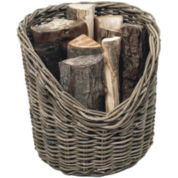 Ivyline Wicker Round Rustic Natural Log Basket - thumbnail 1