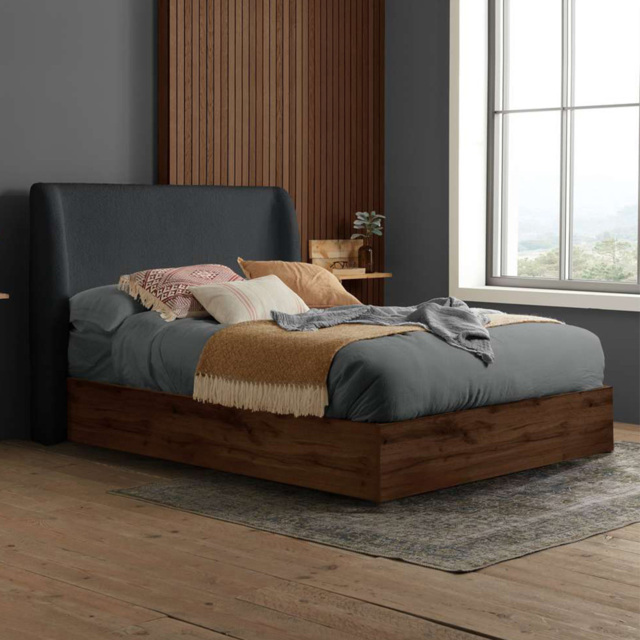 Birlea Halfden King Size Ottoman Bed with Boucle Winged Headboard - image 1