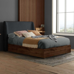 Birlea Halfden King Size Ottoman Bed with Boucle Winged Headboard