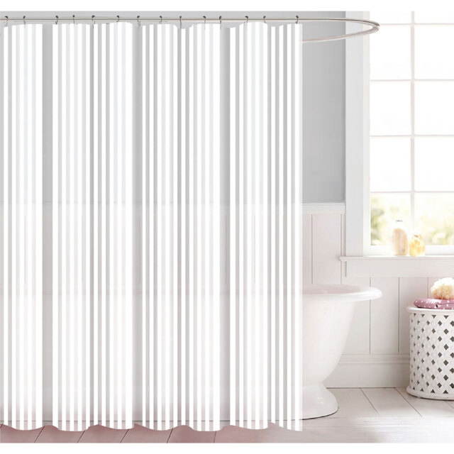 White Stripe Peva Shower Curtain 180 x 180cm