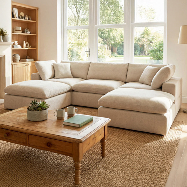Artemis Home Cotleigh 5 Seater Oat U-Shaped Corner Sofa - image 1