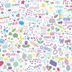 Origin Murals Social Doodle Text Purple Wall Mural - thumbnail 2