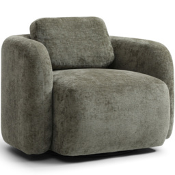 Molly Distressed Olive Soft Chenille Swivel Armchair - thumbnail 3
