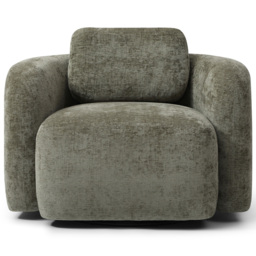 Molly Distressed Olive Soft Chenille Swivel Armchair - thumbnail 2