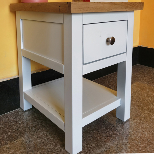 Furniture One Single Drawer Single Shelf White Oak Bedside Table - image 1