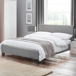 Julian Bowen Rialto Single Light Grey Linen Bed - thumbnail 1