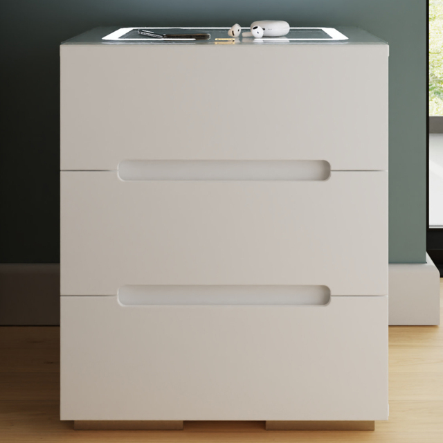 GFW Riley White 3 Drawer Smart Bedside Table - image 1