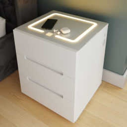 GFW Riley White 3 Drawer Smart Bedside Table - thumbnail 3