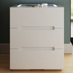 GFW Riley White 3 Drawer Smart Bedside Table - thumbnail 1