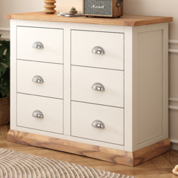 Cabinet Bits Tropea 6 Drawer Off White Chest of Drawers with Chrome Cup Handle