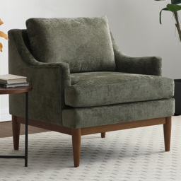 Brody Olive Green Chenille Padded Back Armchair