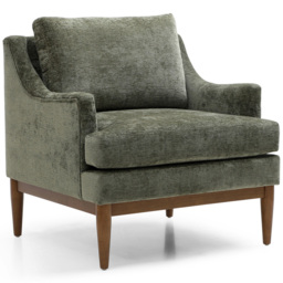 Brody Olive Green Chenille Padded Back Armchair - thumbnail 3
