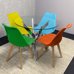 Kosy Koala Maya Tulip 4 Seater Round Glass Dining Set Multicolour