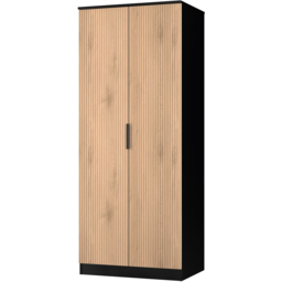 Crowndale Java Slatt Effect and Black 2 Door Double Wardrobe - thumbnail 4