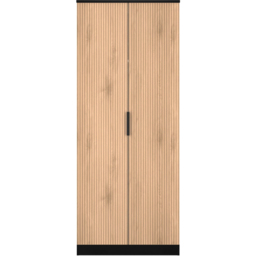 Crowndale Java Slatt Effect and Black 2 Door Double Wardrobe - thumbnail 2