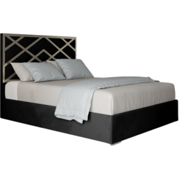 Mayfair Black King Size Velvet Upholstered Metal Bed Frame with Panelled Headboard - thumbnail 2