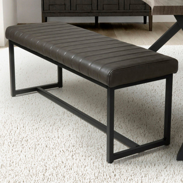Archer Grey 2 Seater Leather Effect Dining Bench - image 1