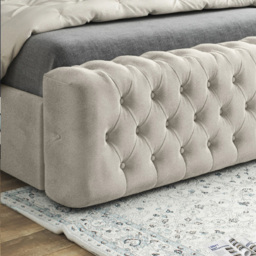 Marino Silver King Size Velvet Upholstered Bed Frame with Mirrored Headboard - thumbnail 4