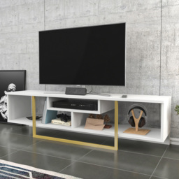 Decorotika Asal White and Gold 3 Shelf TV Unit