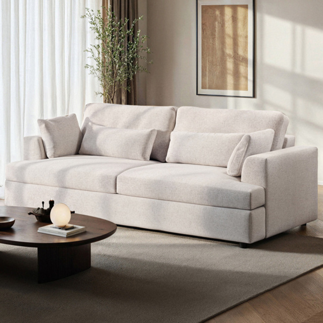 SOLACE+CO Drew Cream 3 Seater Chenille Sofa - image 1