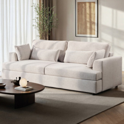 SOLACE+CO Drew Cream 3 Seater Chenille Sofa - thumbnail 1
