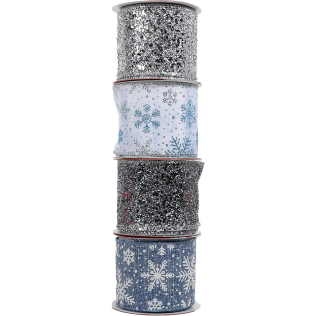 Snowflake and Full Glitter Wired Ribbon