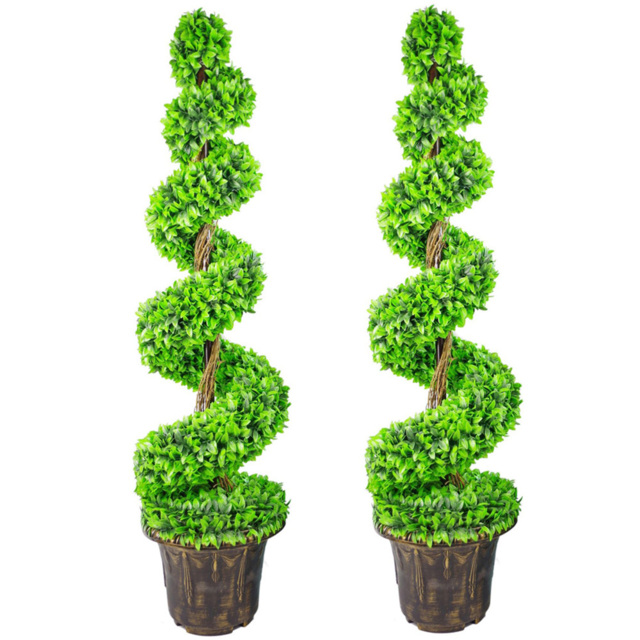 Leaf Green Spiral Topiary Tree in Decorative Planter 120cm 2 Pack - image 1