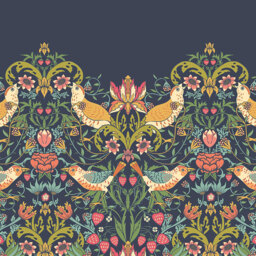 Origin Murals Birds Fruit and Foliage Navy Wall Mural - thumbnail 2