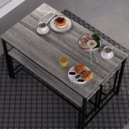 Vida Designs Brooklyn 4 Seater Metal Frame Dining Bench Set Grey - thumbnail 3