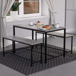 Vida Designs Brooklyn 4 Seater Metal Frame Dining Bench Set Grey - thumbnail 1