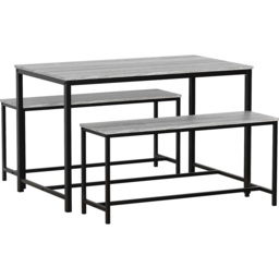 Vida Designs Brooklyn 4 Seater Metal Frame Dining Bench Set Grey - thumbnail 2