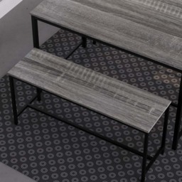Vida Designs Brooklyn 4 Seater Metal Frame Dining Bench Set Grey - thumbnail 4