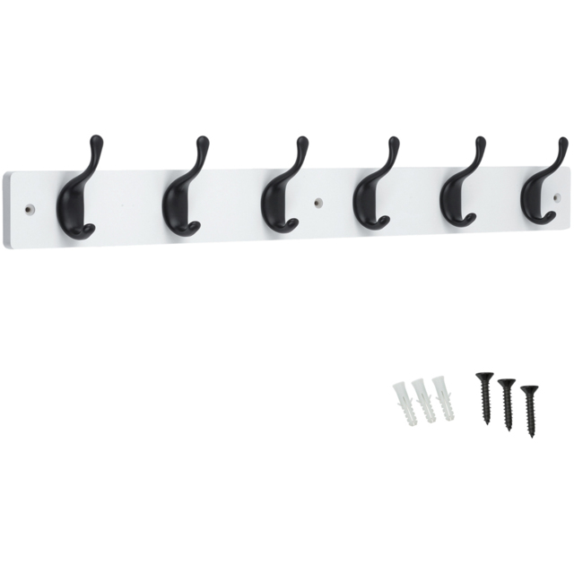 Headbourne White and Black 6 Hook Coat Rail - image 1