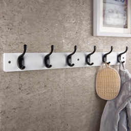 Headbourne White and Black 6 Hook Coat Rail - thumbnail 2