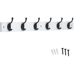 Headbourne White and Black 6 Hook Coat Rail - thumbnail 1