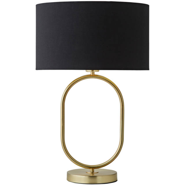 ValueLights Antonia Black and Gold Inner Drum Shade Brushed Gold Oval Table Lamp - image 1