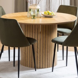 Florence Yale 4 Seater Round Dining Table Oak - thumbnail 1