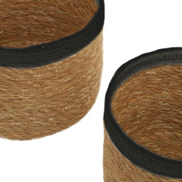 Premier Housewares Natural and Black Round Seagrass Basket 3 Pack - thumbnail 3