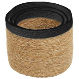 Premier Housewares Natural and Black Round Seagrass Basket 3 Pack - thumbnail 2