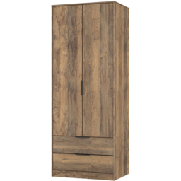 Crowndale Hong Kong 2 Door 2 Drawer Vintage Oak Tall Wardrobe Ready Assembled - thumbnail 2