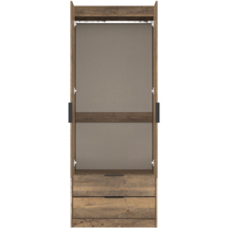 Crowndale Hong Kong 2 Door 2 Drawer Vintage Oak Tall Wardrobe Ready Assembled - thumbnail 4