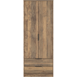 Crowndale Hong Kong 2 Door 2 Drawer Vintage Oak Tall Wardrobe Ready Assembled - thumbnail 3