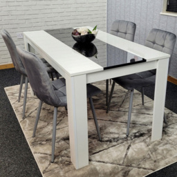 Kosy Koala 4 Seater Velvet Dining Set White Black and Grey