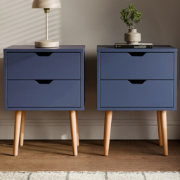 GFW Nyborg 2 Drawer Nightshadow Blue Bedside Table Set of 2